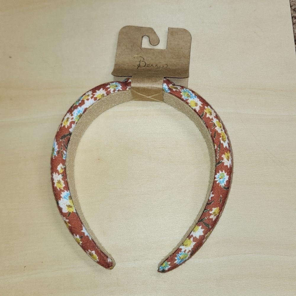 Berry Headband Floral Brown Print New with Tags